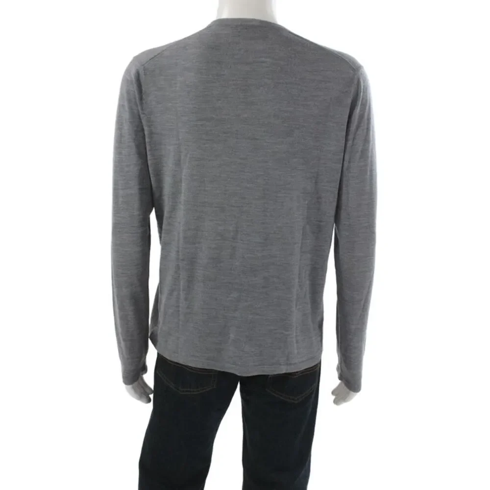 Vince Mens Pullover V-Neck Wool Gray Long Sleeve Size L